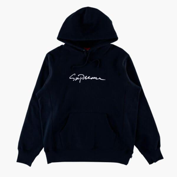 入手困難！シュプリーム パーカー 偽物 Supreme Classic Script Hooded Sweatshirt Navy201116CC0191